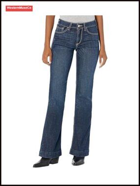 High Rise Wide Leg Ankle Jeans Slim Trouser Flat Front Denim